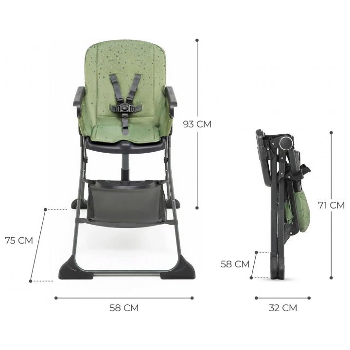 Kinderkraft Foldee Feeding Highchair Green Age- 6 Months to 36 Months