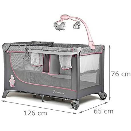 Kinderkraft Folding Bed Joy Pink With Accessories Age 0-2Y