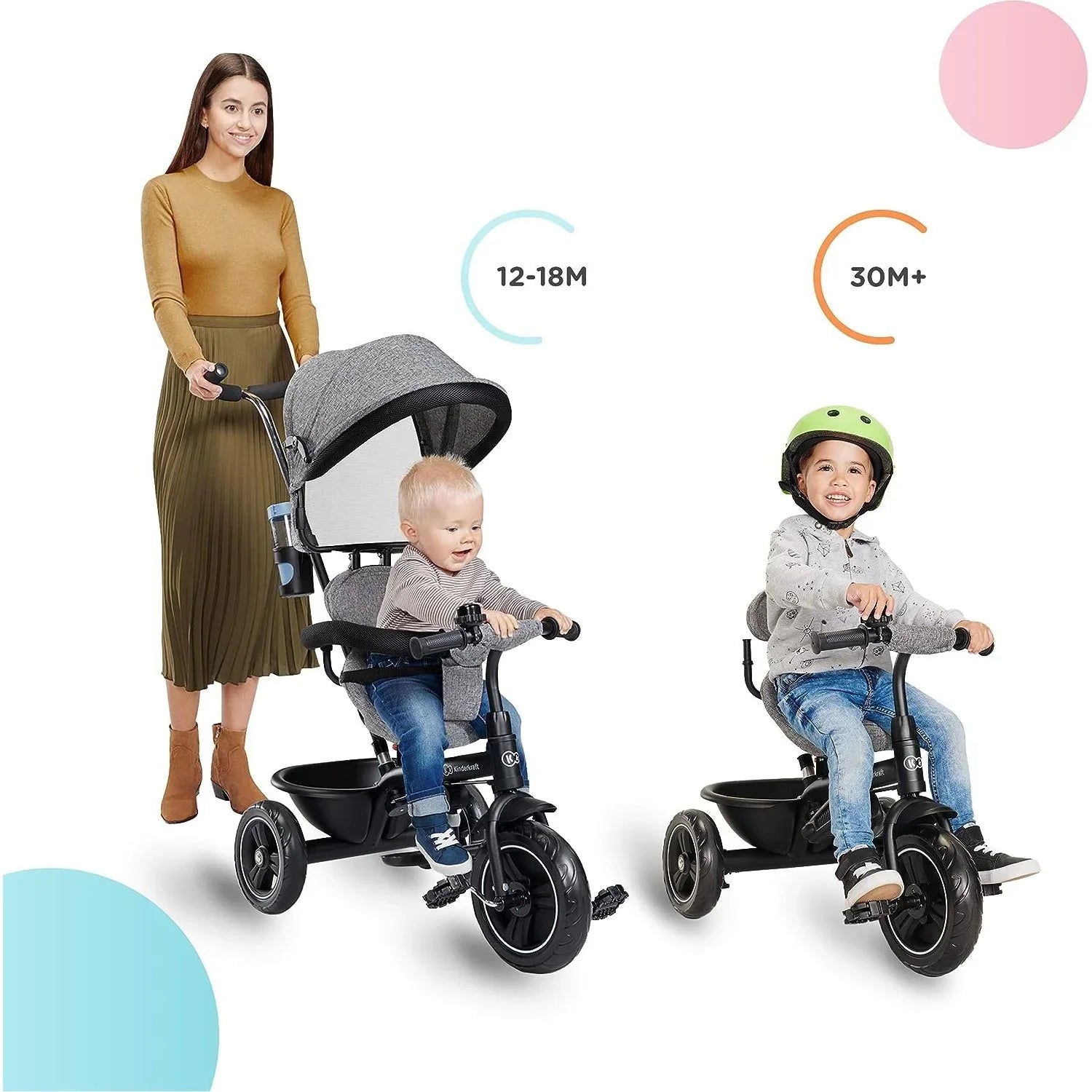 Kinderkraft Freeway Tricycle  Grey Melange Age- 9 Months to 5 Years (Holds upto 20 Kg)