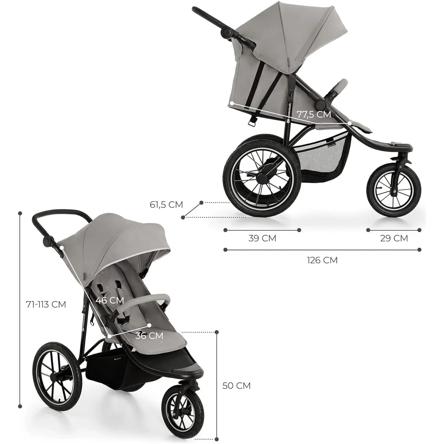 Kinderkraft HELSI  Stroller Dust Grey Age- Newborn & Above (Holds upto 22 Kg)