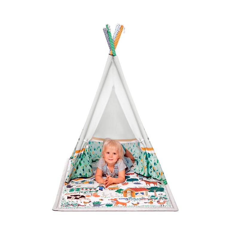 Kinderkraft 3-in-1 Little Garden Educational Tent/Playmat Multicolor Age- Newborn to 5 Years