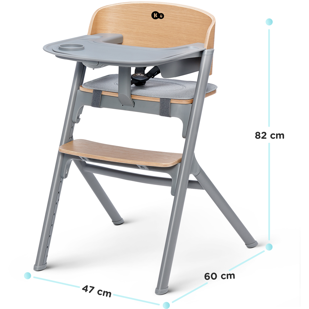 Kinderkraft Livy 4-In-1 Feeding High Chair + High Bouncer Grey Wood Age- 6 Months & Above (Holds upto 110 Kgs)