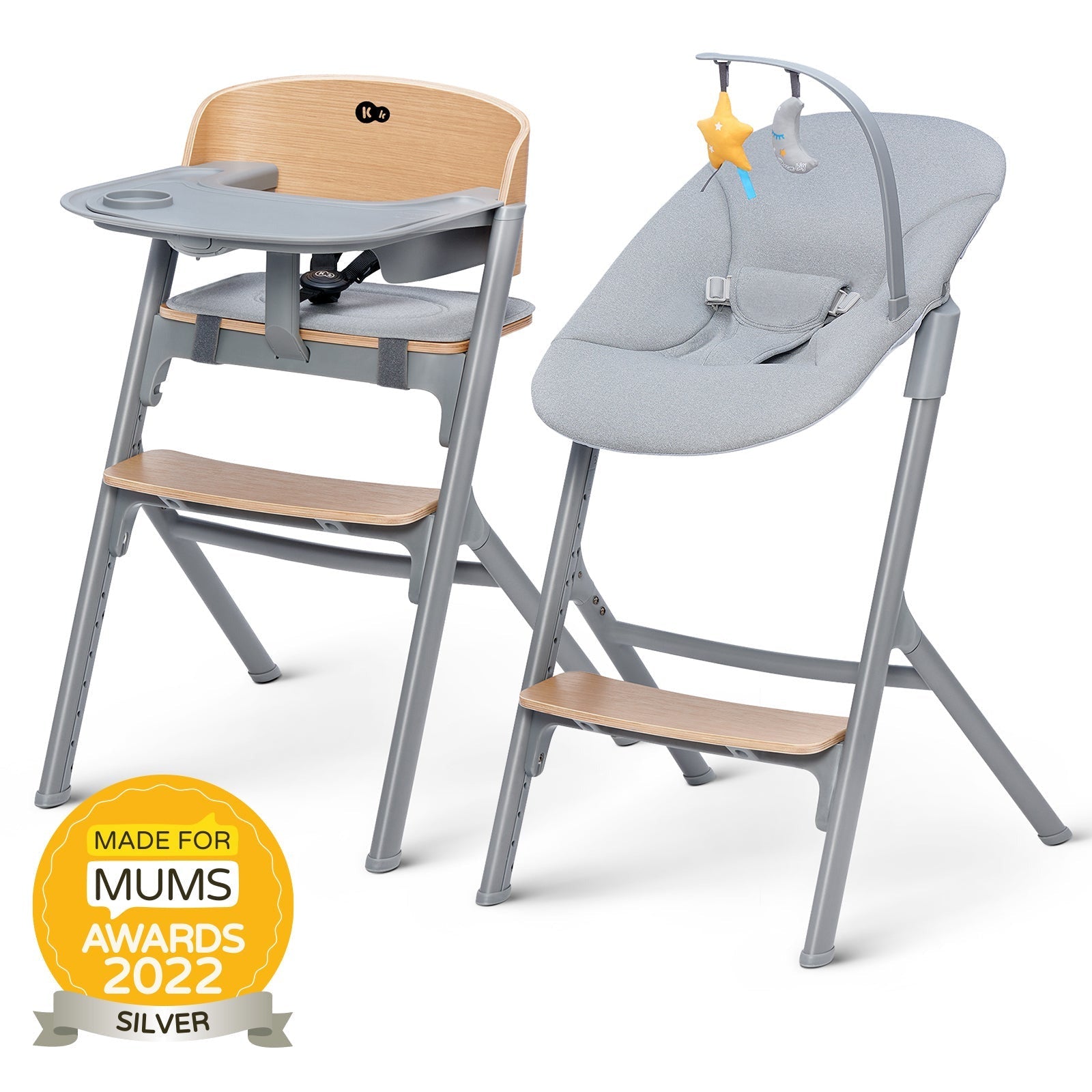 Kinderkraft Livy 4 In 1 Feeding High Chair High Bouncer Grey