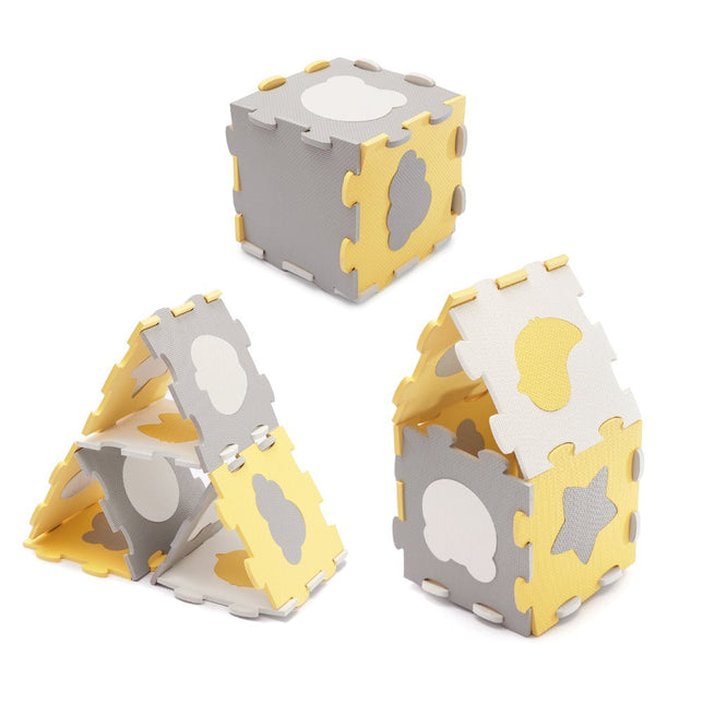 Kinderkraft Luno Shapes Puzzle Foam Playmat Yellow Age- 6 Months & Above