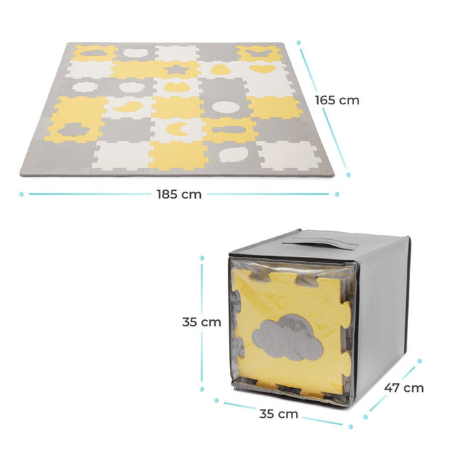Kinderkraft Luno Shapes Puzzle Foam Playmat Yellow Age- 6 Months & Above