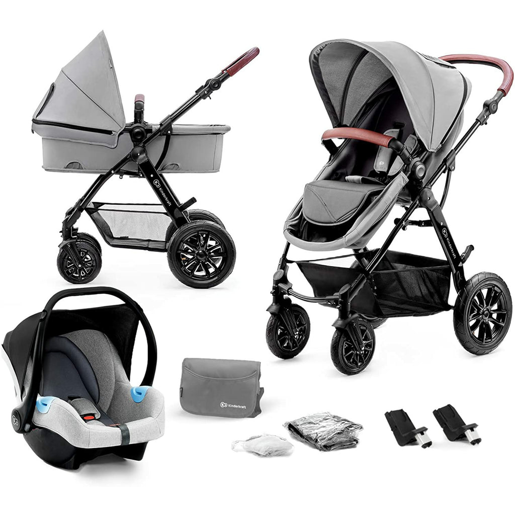 Kinderkraft Moov 3-in-1 Travel System Grey Age- Newborn and Above (Holds upto 22kgs)