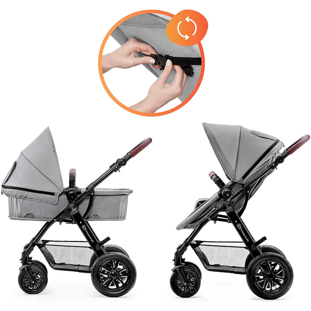 Kinderkraft Moov 3-in-1 Travel System Grey Age- Newborn and Above (Holds upto 22kgs)