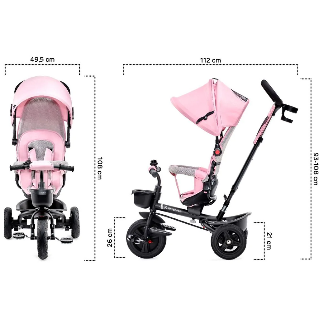Kinderkraft Tricycle Aveo Pink Age- 9 Months to 5 Years