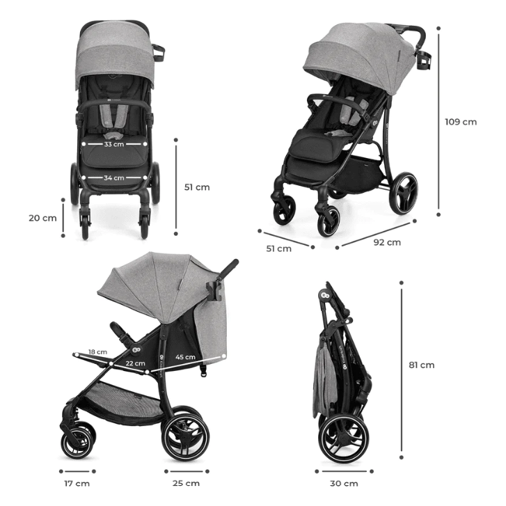 Kinderkraft Trig 2 Pushchair Stroller Grey Age- Newborn upto 4 Years  (Holds upto 24 kgs)