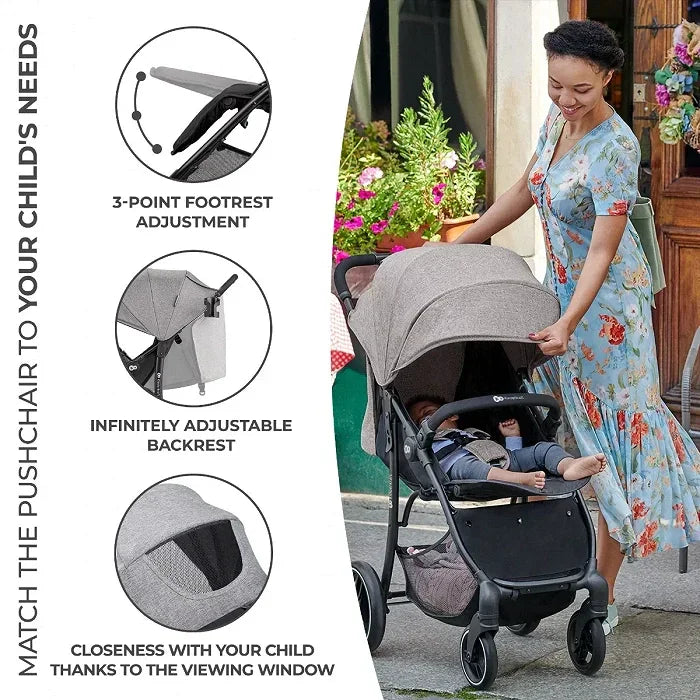 Kinderkraft Trig 2 Pushchair Stroller Grey Age- Newborn upto 4 Years  (Holds upto 24 kgs)
