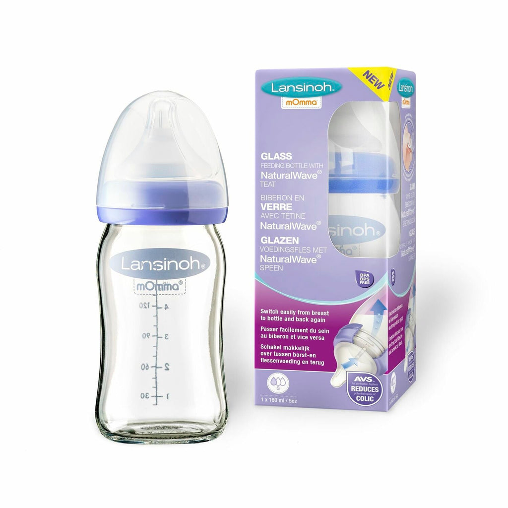Lansinoh glass Feeding Bottle with NaturalWave® Teat  160Ml
