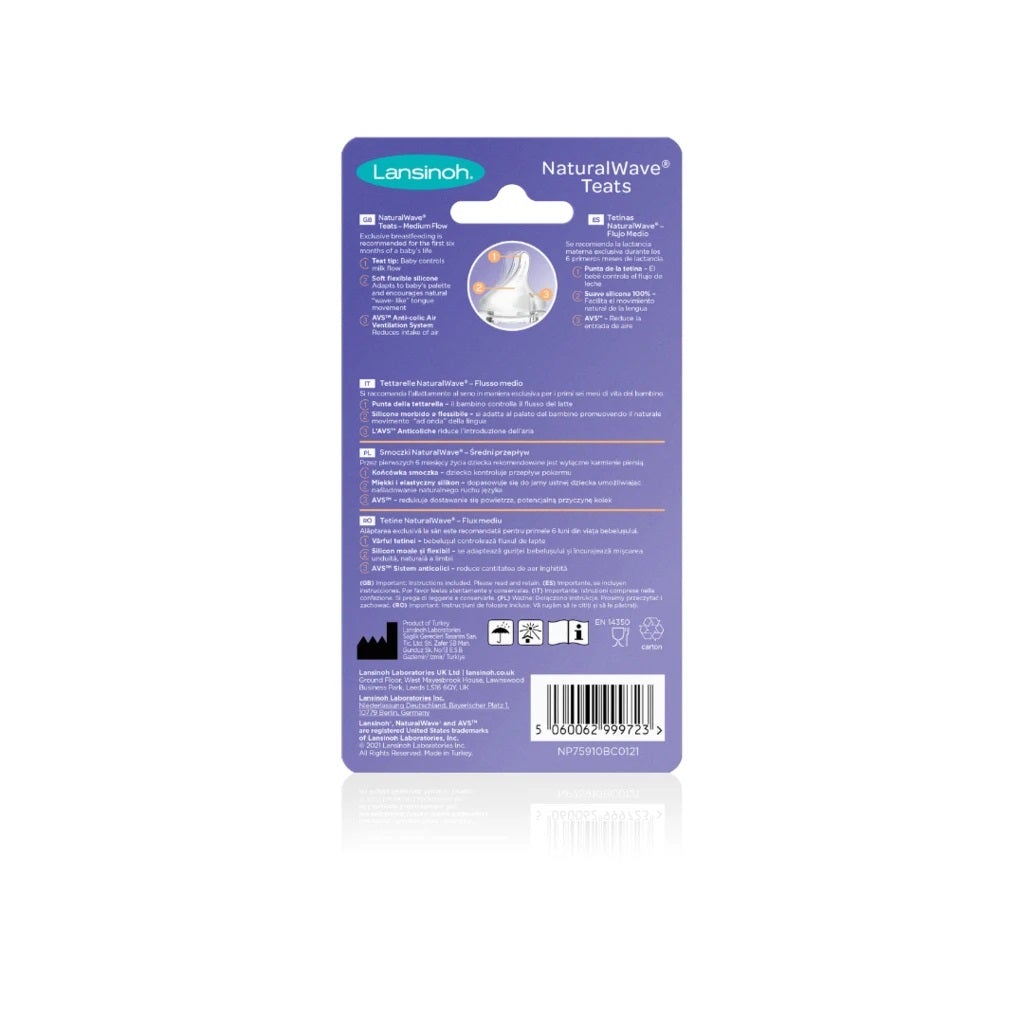 Lansinoh NaturalWave® Medium Flow Teats 2 Pack