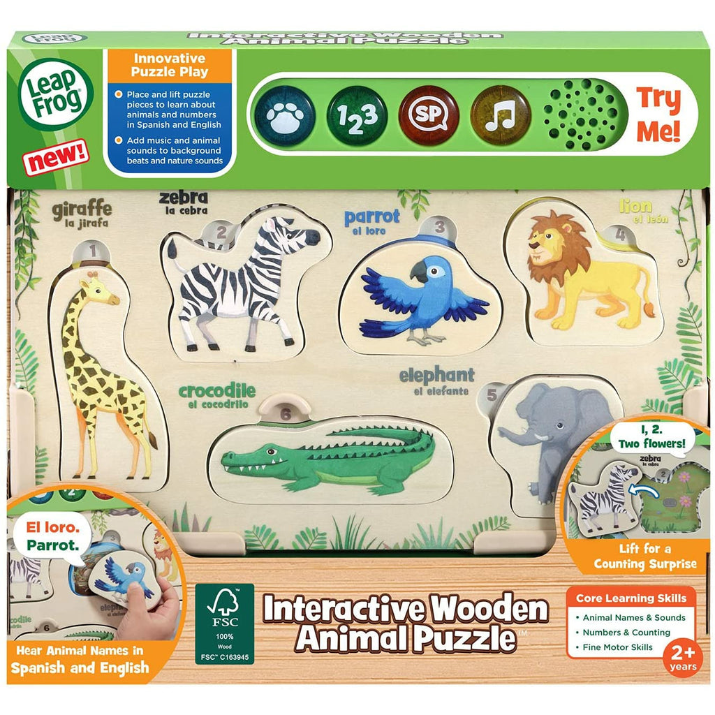 LeapFrog Interactive Wooden Animal Puzzle Multicolor Age-2 Years & Above