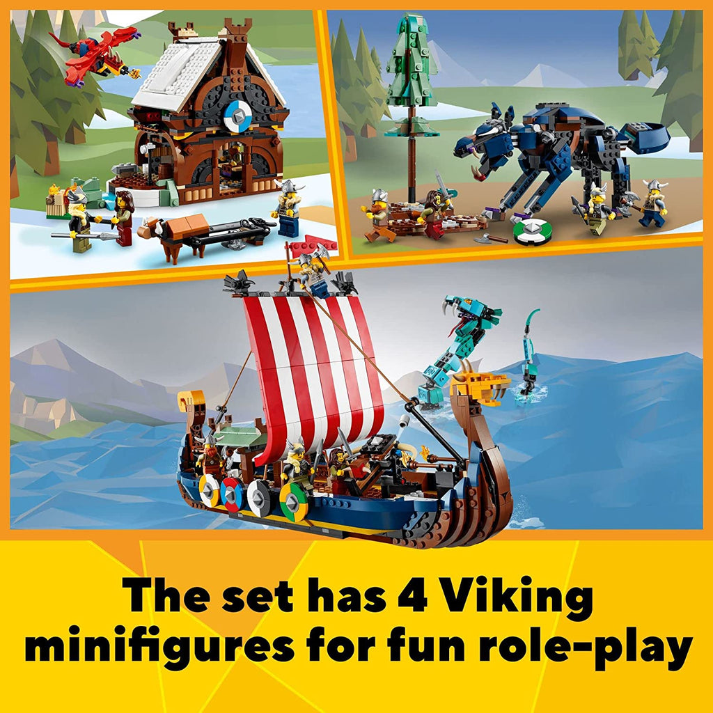 Lego Creator 3 in 1 Viking Ship and the Midgard Serpent Age- 9 Years & Above