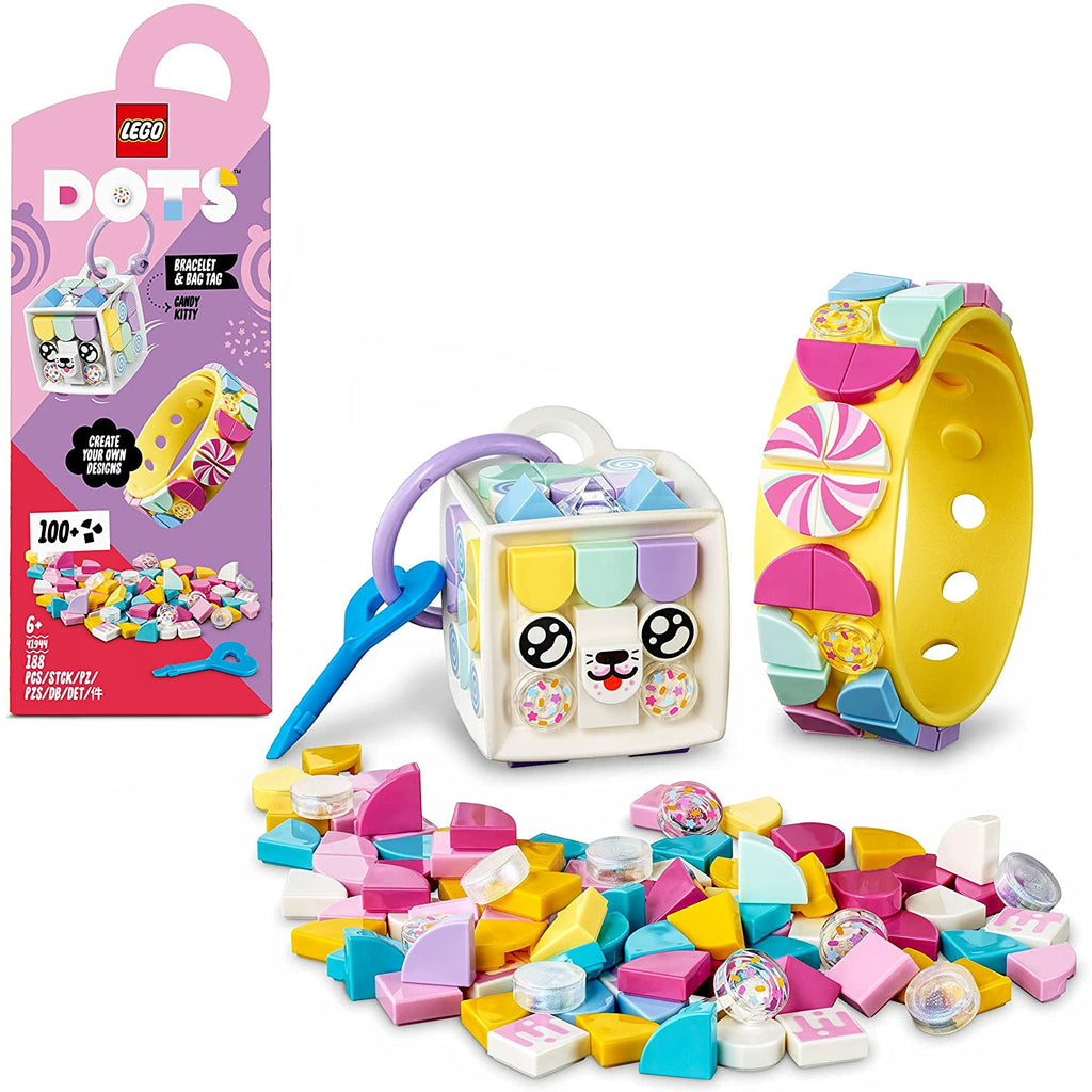 Lego DOTS Candy Kitty Bracelet & Bag Tag, 2 in 1 Jewellery Accessories DIY Craft Set 6Y+