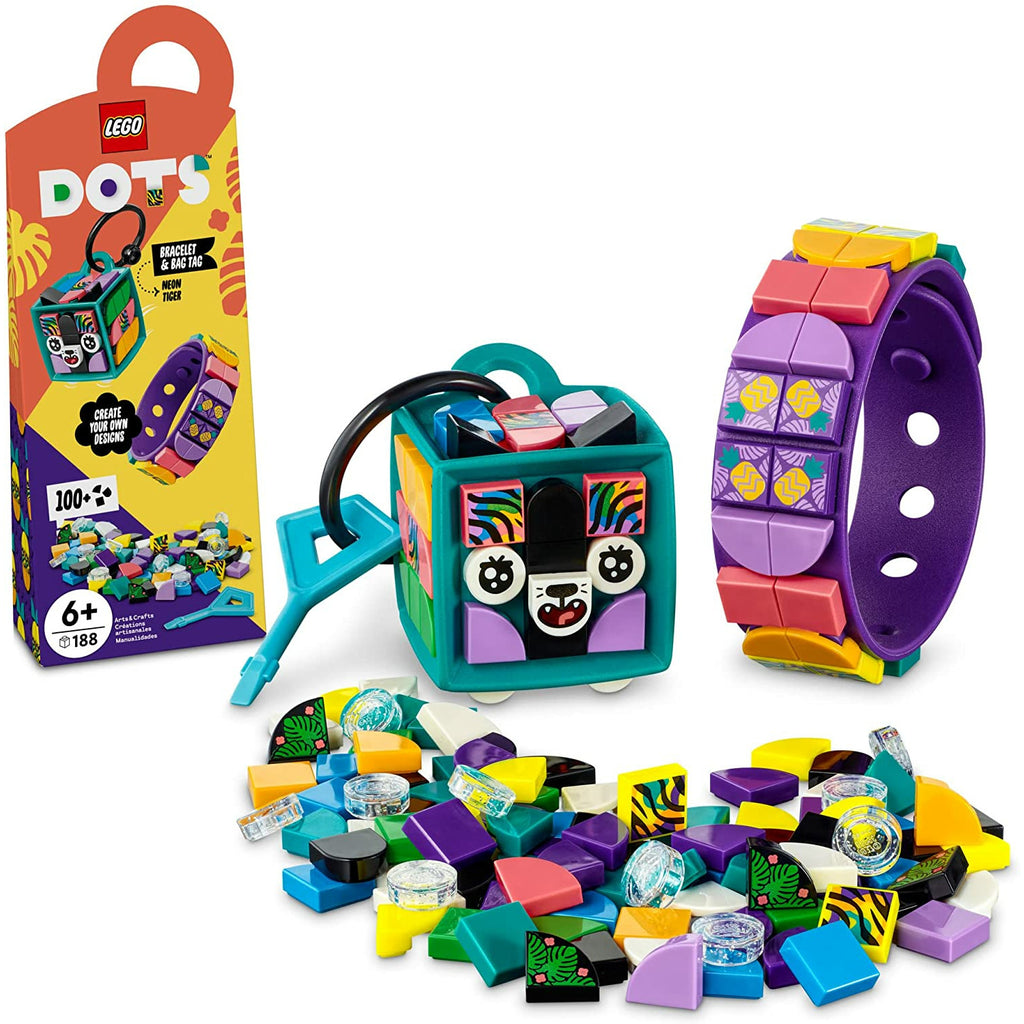 Lego DOTS Neon Tiger Bracelet & Bag Tag Set 6Y+