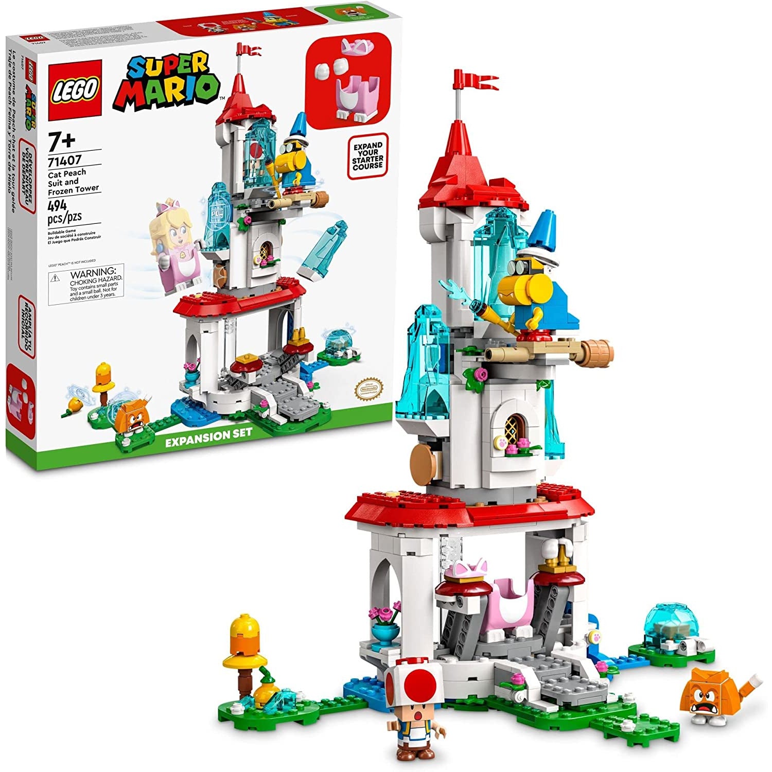 Lego Super Mario Cat Peach Suit and Frozen Tower Expansion Set Age 7 Years Above Peekaboo