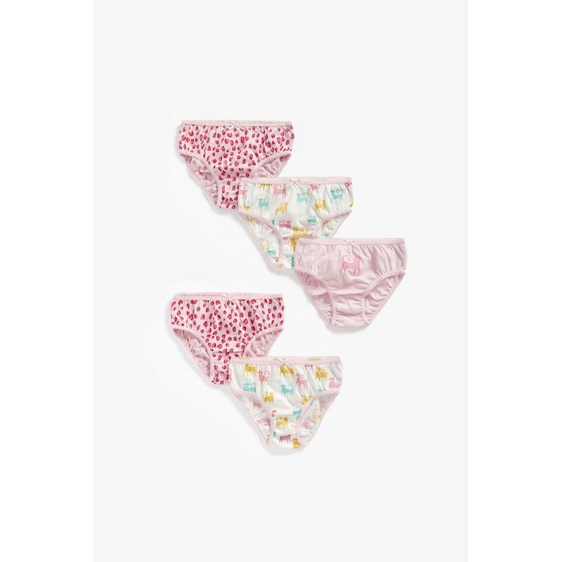 Mothercare Leopard Briefs - 5 Pack Pink Girl