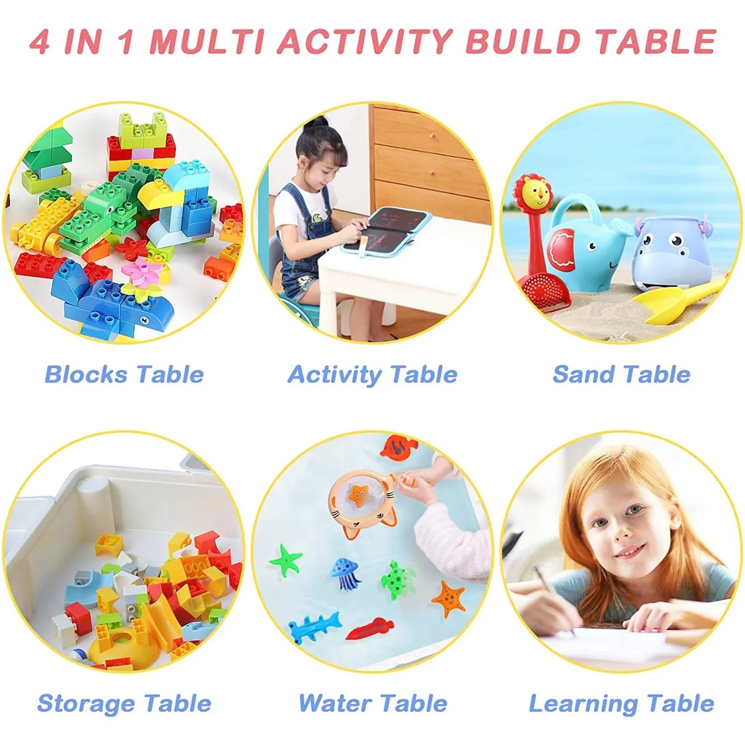 Block Table Activity Little Story 4in1 Activity and Block Table with 50 Blocks Large ...