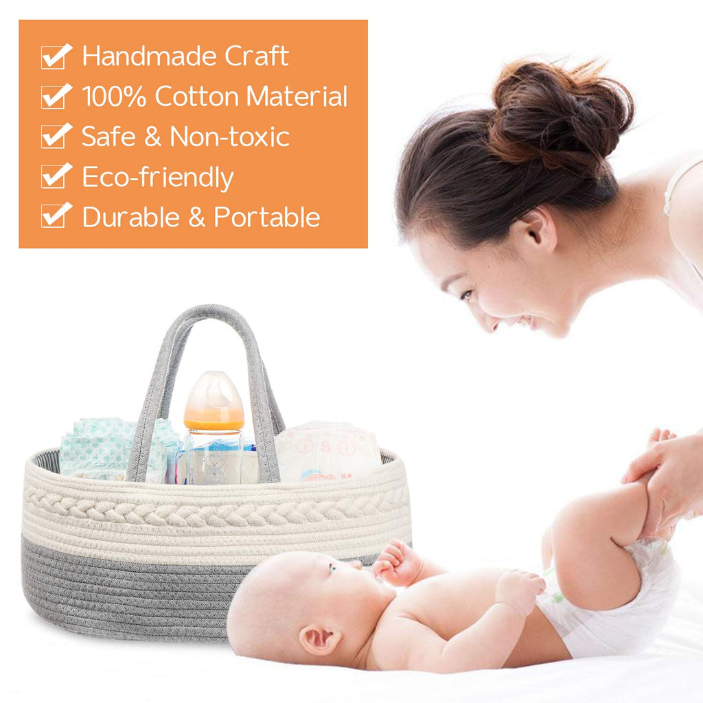 Little Story Cotton Rope Diaper Caddy - Grey Unisex