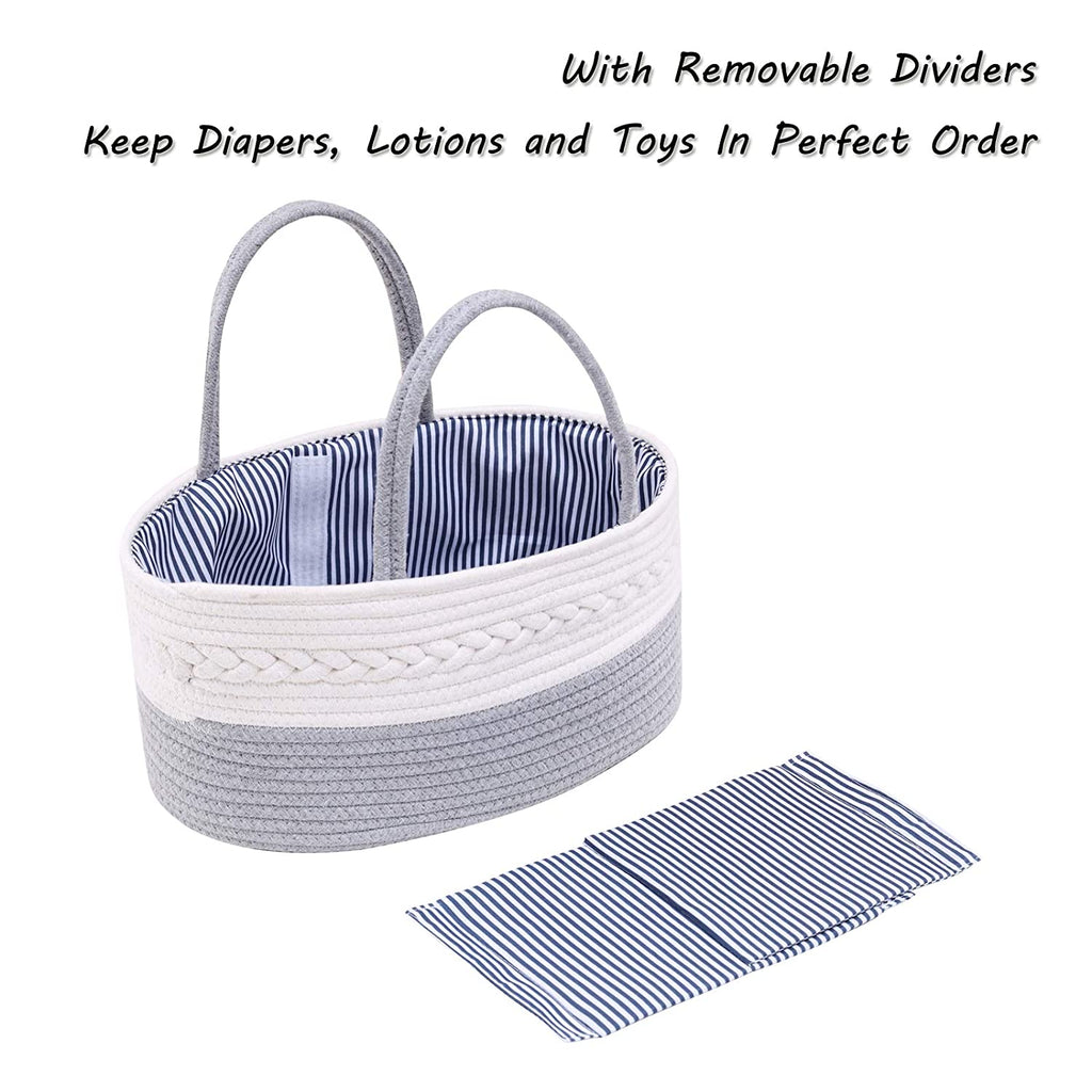 Little Story Cotton Rope Diaper Caddy - Grey Unisex