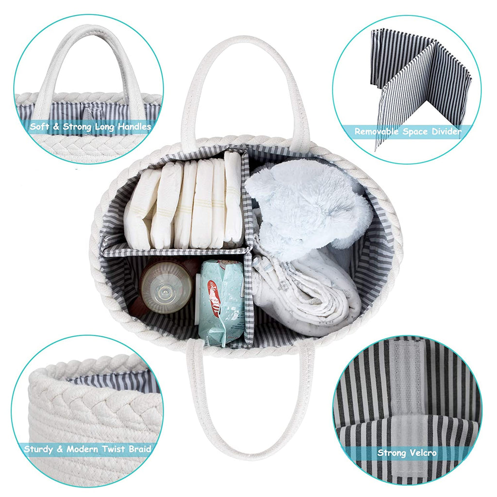 Little Story Cotton Rope Diaper Caddy - Ivory Unisex