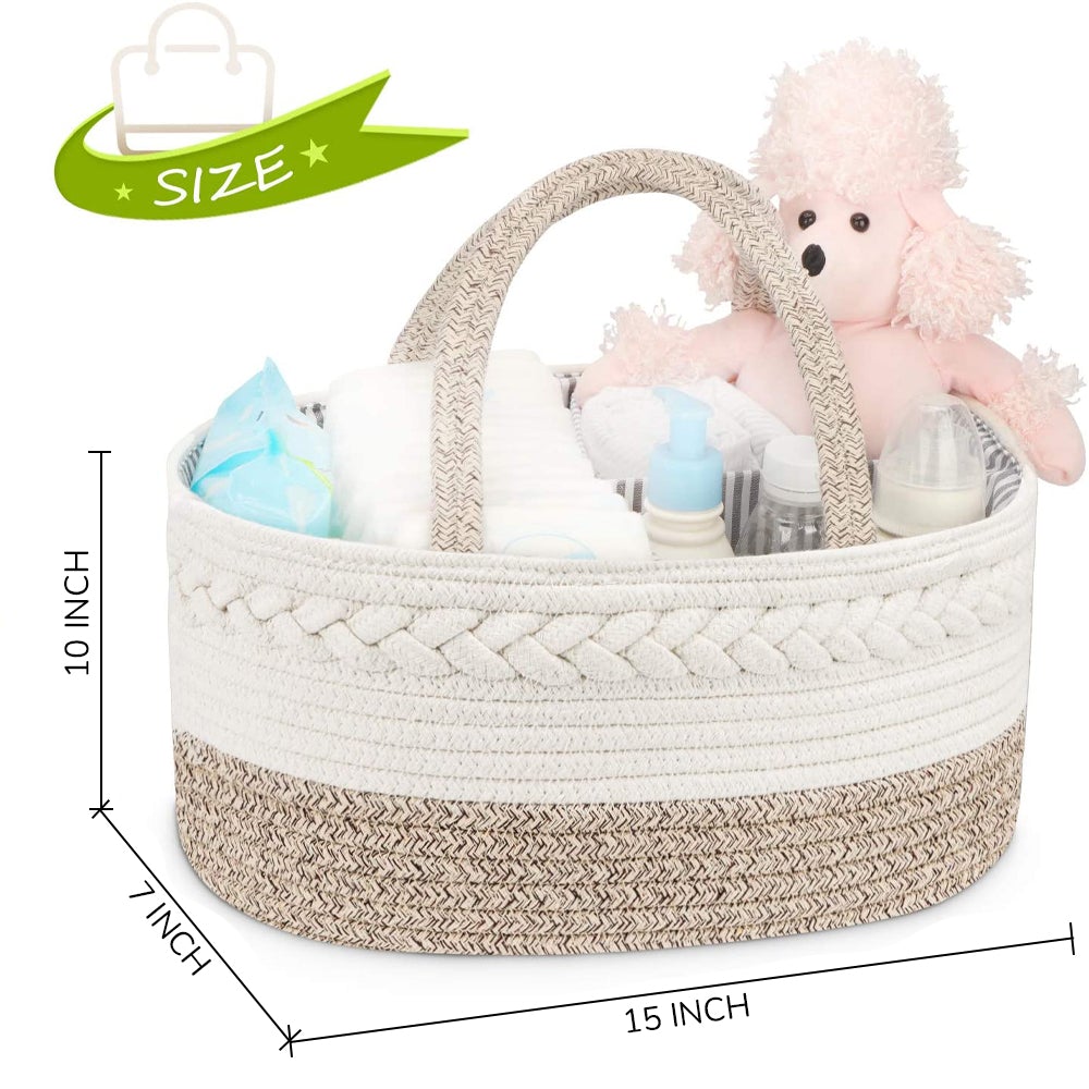 Little Story Cotton Rope Diaper Caddy - Ivory Unisex