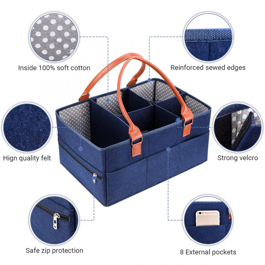 Little Story Premium Diaper Caddy - Blue Unisex