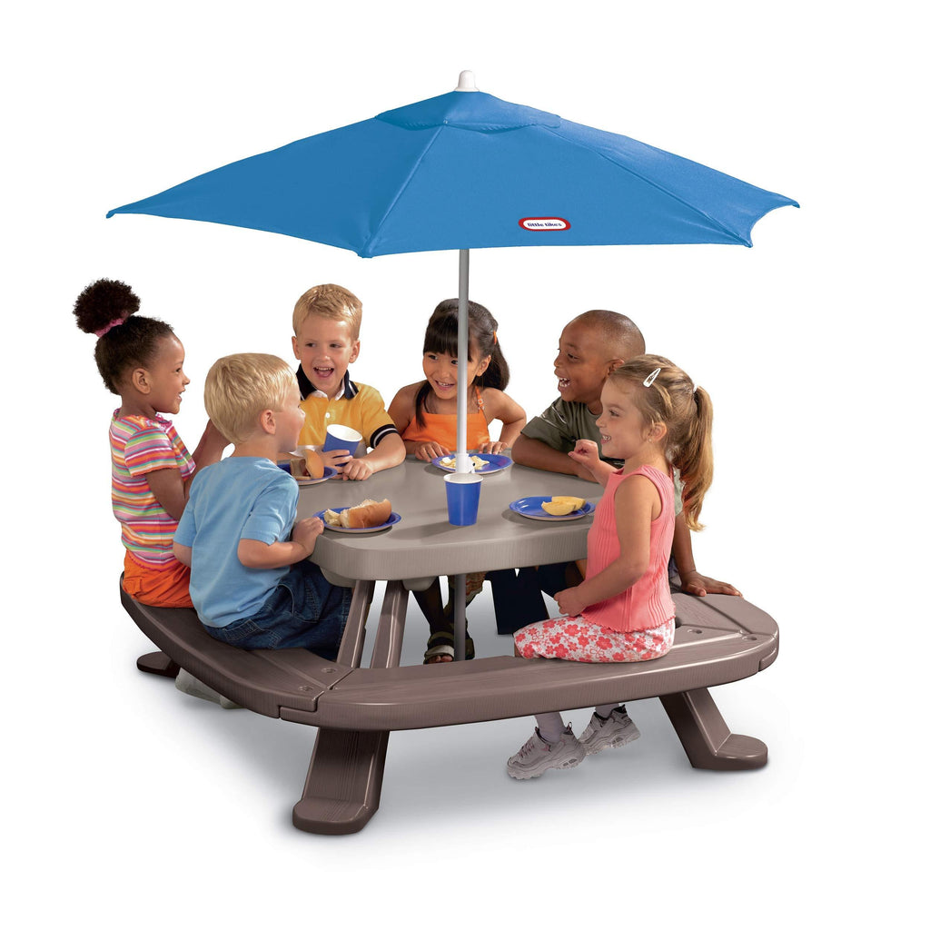 Little Tikes-Fold N Store Picnic Table With Market Umbrella Age 2-8Y