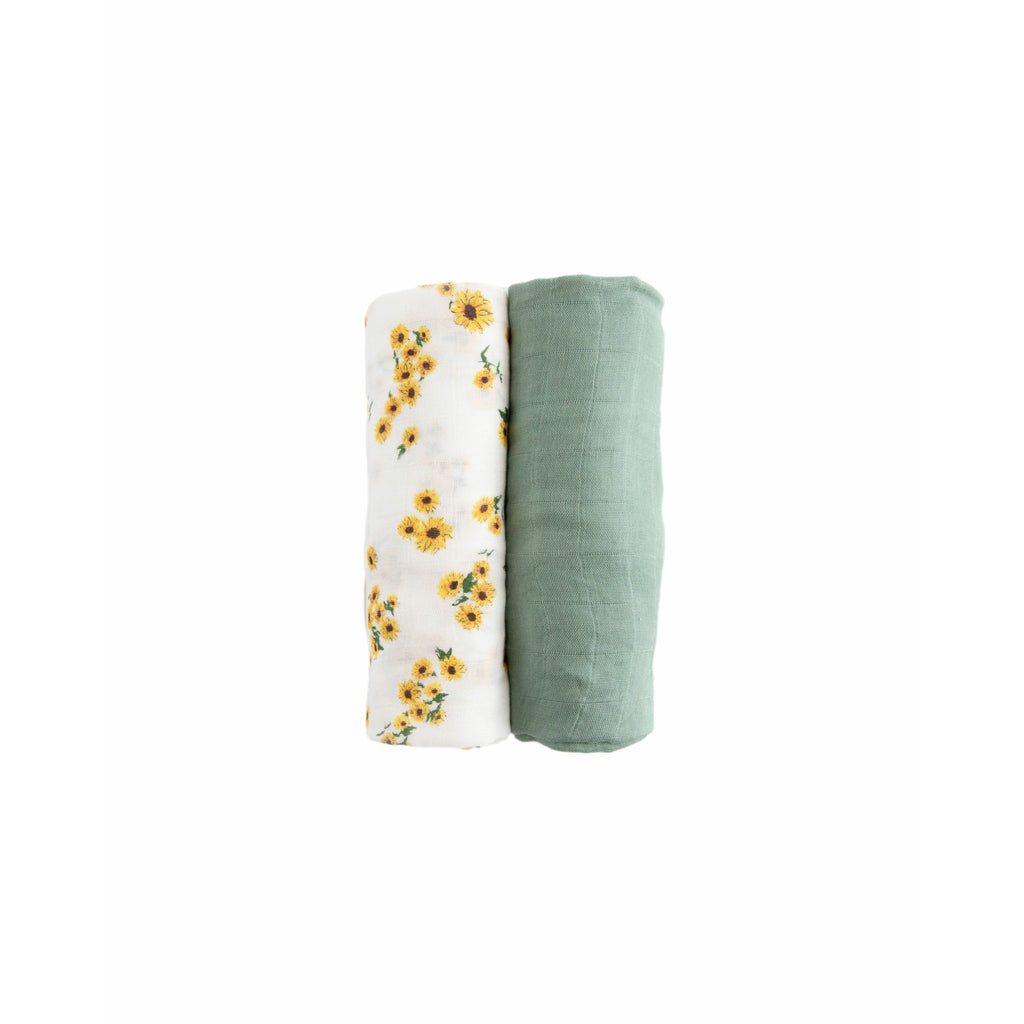 Little Unicorn 2-Pack Deluxe Muslin Swaddle Set Ditsy Sunflower Age 0+ Girl