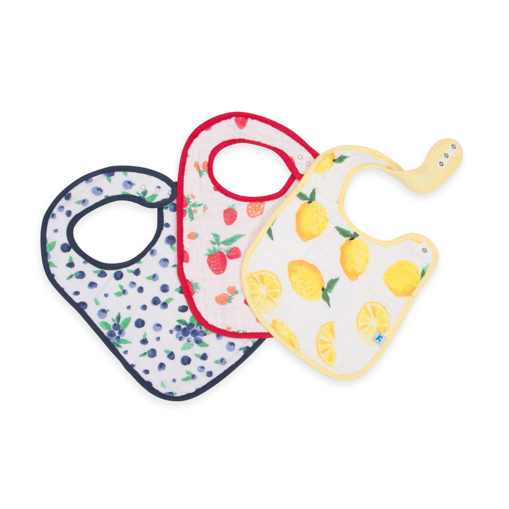 Little Unicorn 3-Pack Cotton Muslin Classic Bib Set Berry Lemonade Age 0-3Y Unisex