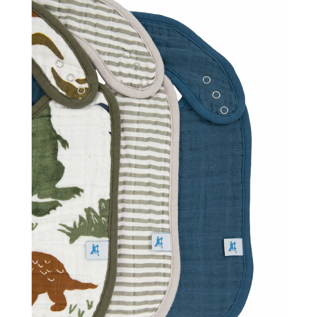 Little Unicorn Cotton Muslin Classic Bib 3 Pack - Dino Friends Age-Newborn upto 3 Years