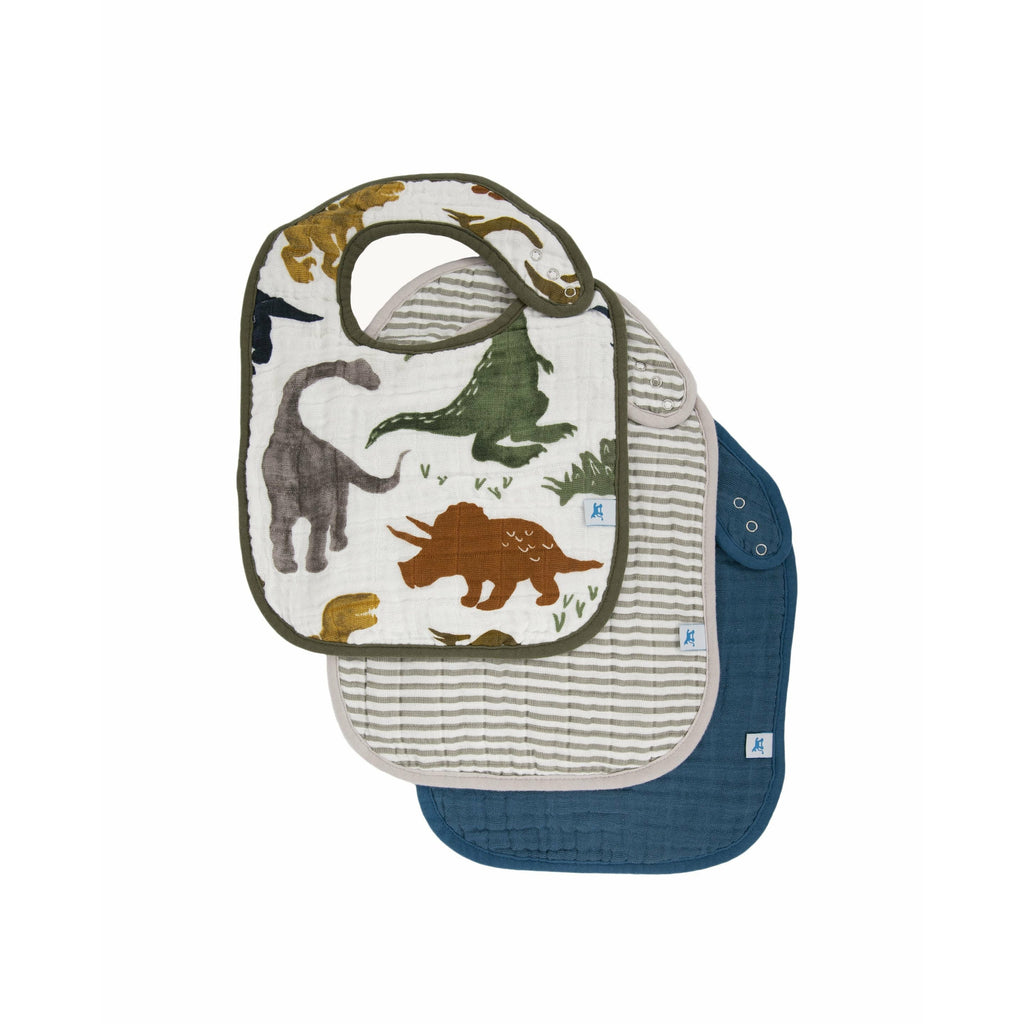 Little Unicorn Cotton Muslin Classic Bib 3 Pack - Dino Friends Age-Newborn upto 3 Years