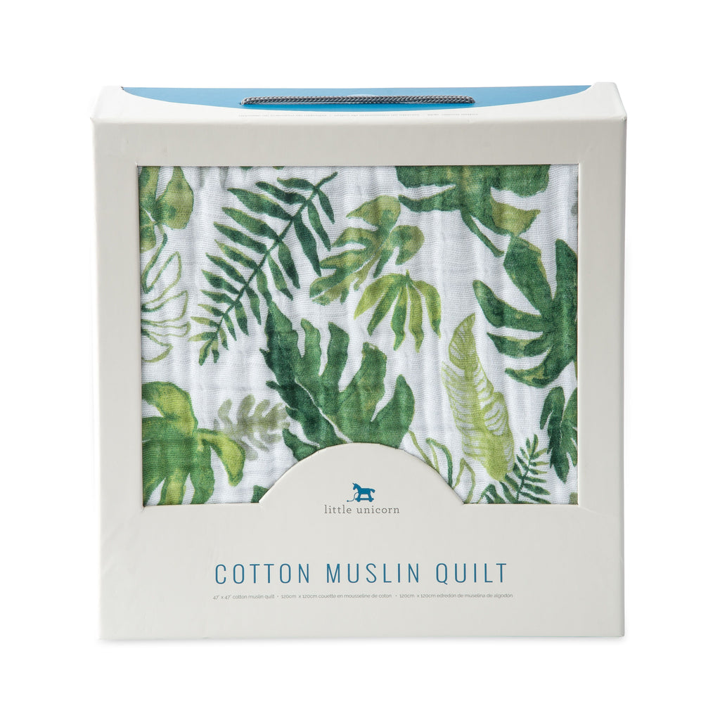 Little Unicorn Cotton Muslin Quilt Tropical Leaf Age 0+ Unisex