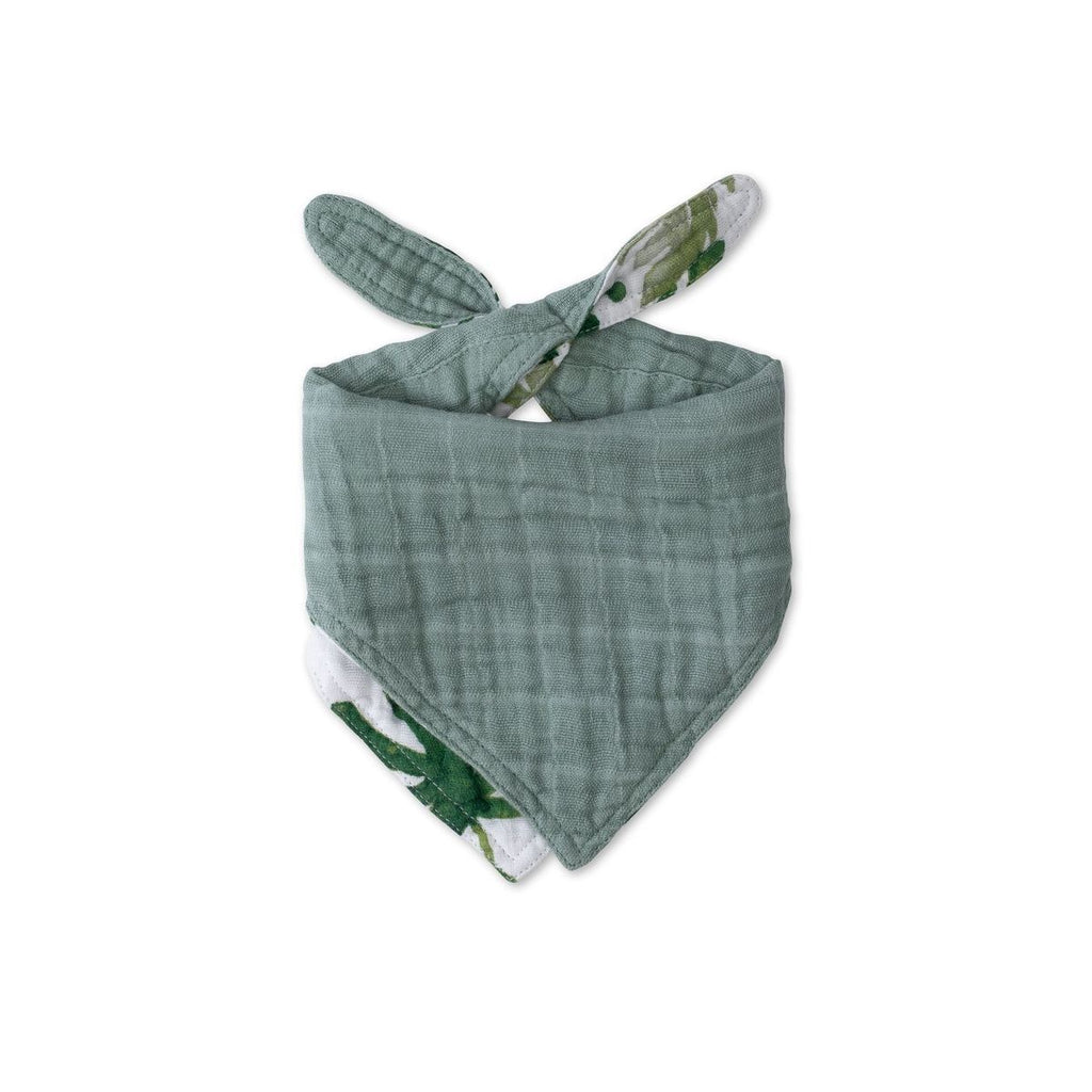 Little Unicorn Cotton Muslin Reversible Bandana Bib Tropical Leaf Age 0+ Unisex