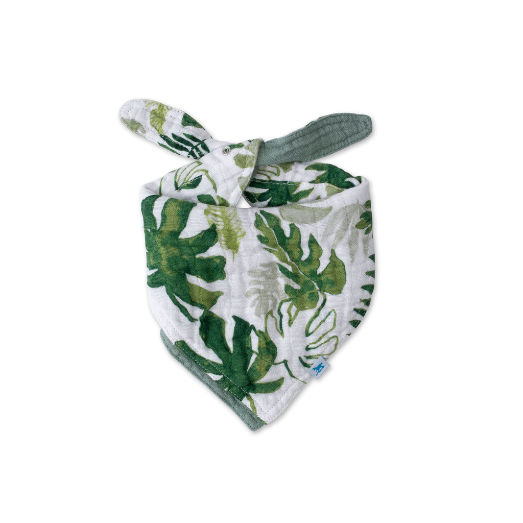 Little Unicorn Cotton Muslin Reversible Bandana Bib Tropical Leaf Age 0+ Unisex