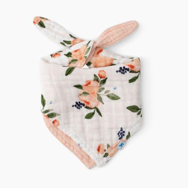 Little Unicorn Cotton Muslin Reversible Bandana Bib Watercolor Roses Age 0+ Girl