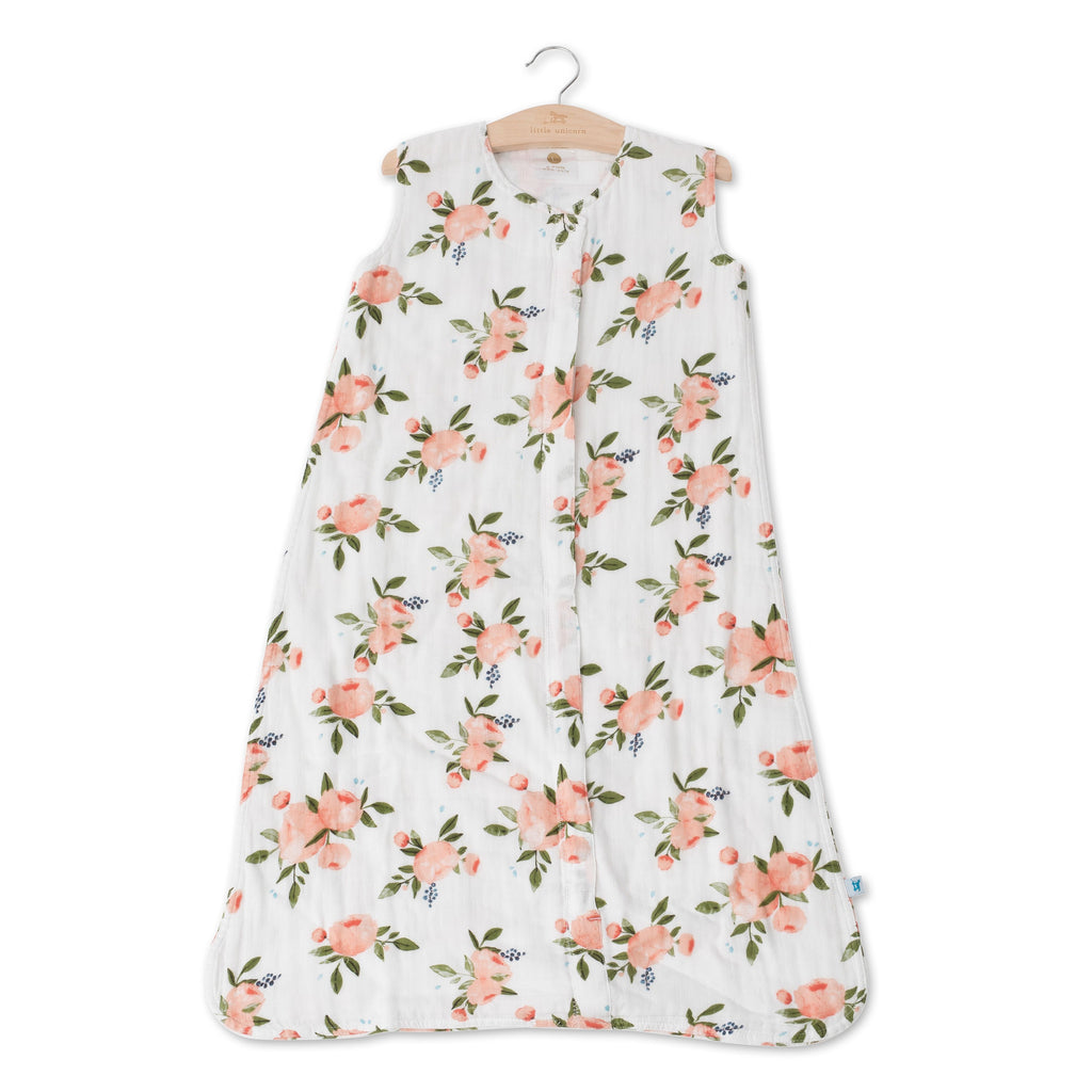 Little Unicorn Cotton Muslin Sleep Bag Large -Watercolor Roses Age-12 Months to 18 Months (Holds weight from 9Kg- 12Kg)