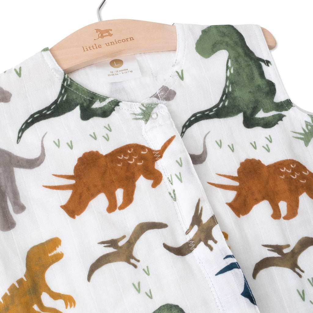 Little Unicorn Cotton Muslin Sleep Bag Large - Dino Friends Age-12 Months to 18 Months (Holds weight from 9Kg- 12Kg)