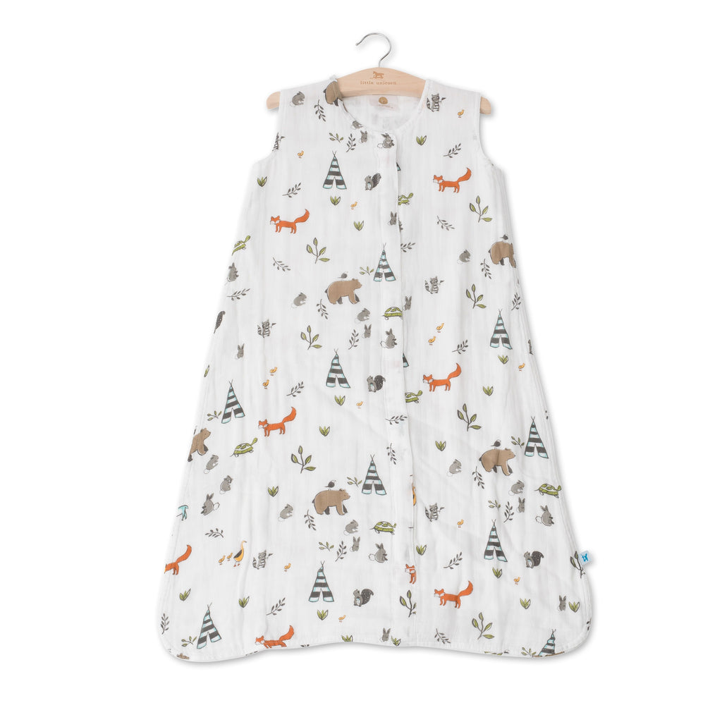 Little Unicorn Cotton Muslin Sleep Bag Large - Forest Friends Age-12 Months to 18 Months (Holds weight from 9Kg- 12Kg)