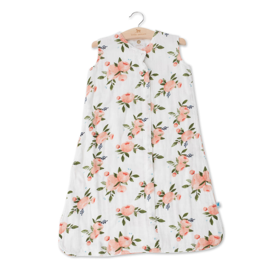 Little Unicorn Cotton Muslin Sleep Bag Medium-Watercolor Roses Age-6 Months to 12 Months (Holds weight from 7Kg- 10.5Kg)