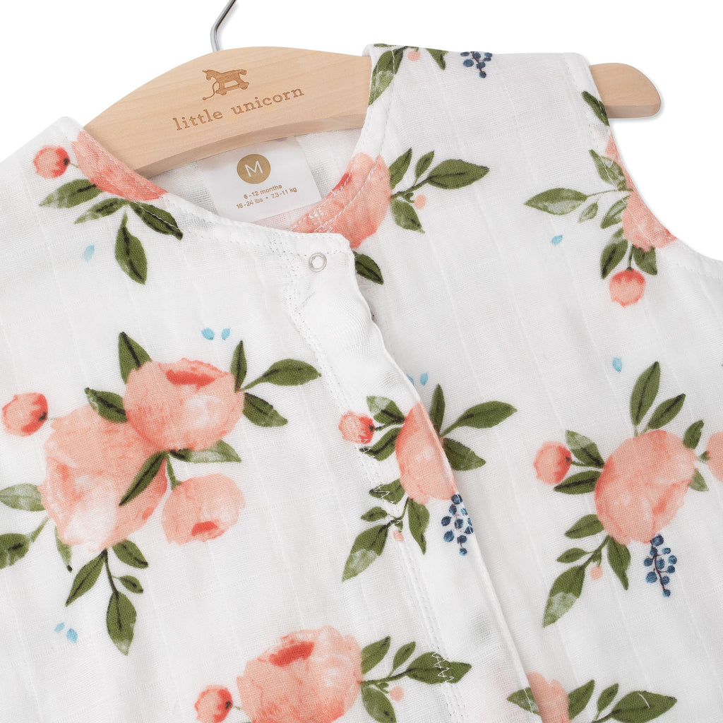 Little Unicorn Cotton Muslin Sleep Bag Medium-Watercolor Roses Age-6 Months to 12 Months (Holds weight from 7Kg- 10.5Kg)