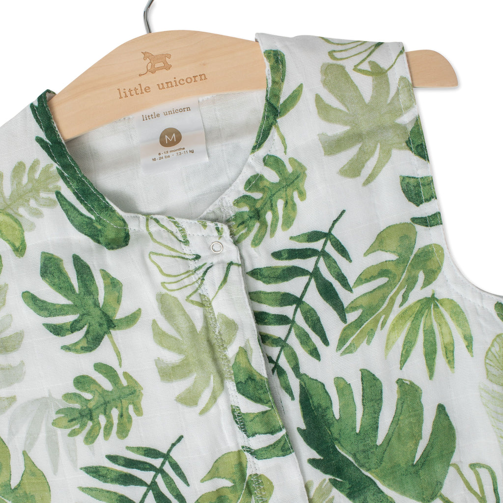 Little Unicorn Cotton Muslin Sleep Bag Medium Tropical Leaf Age 6-12M Unisex