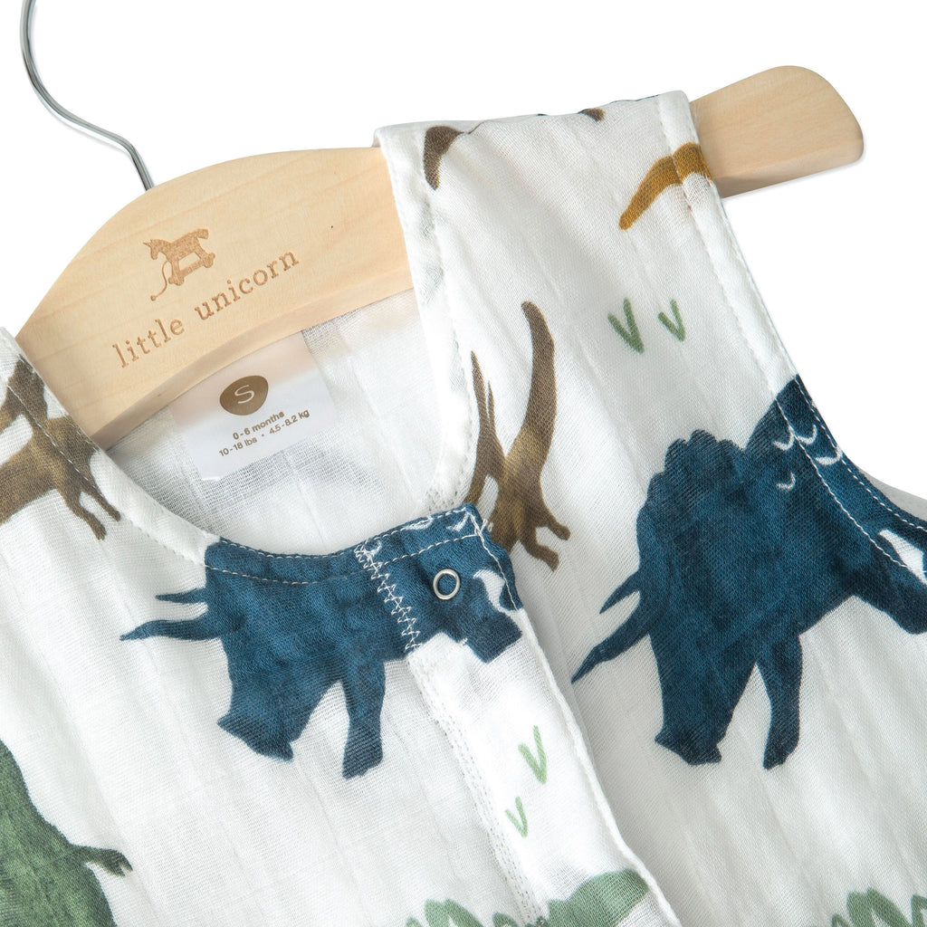 Little Unicorn Cotton Muslin Sleep Bag Small Dino Friends Age 0-6M Boy