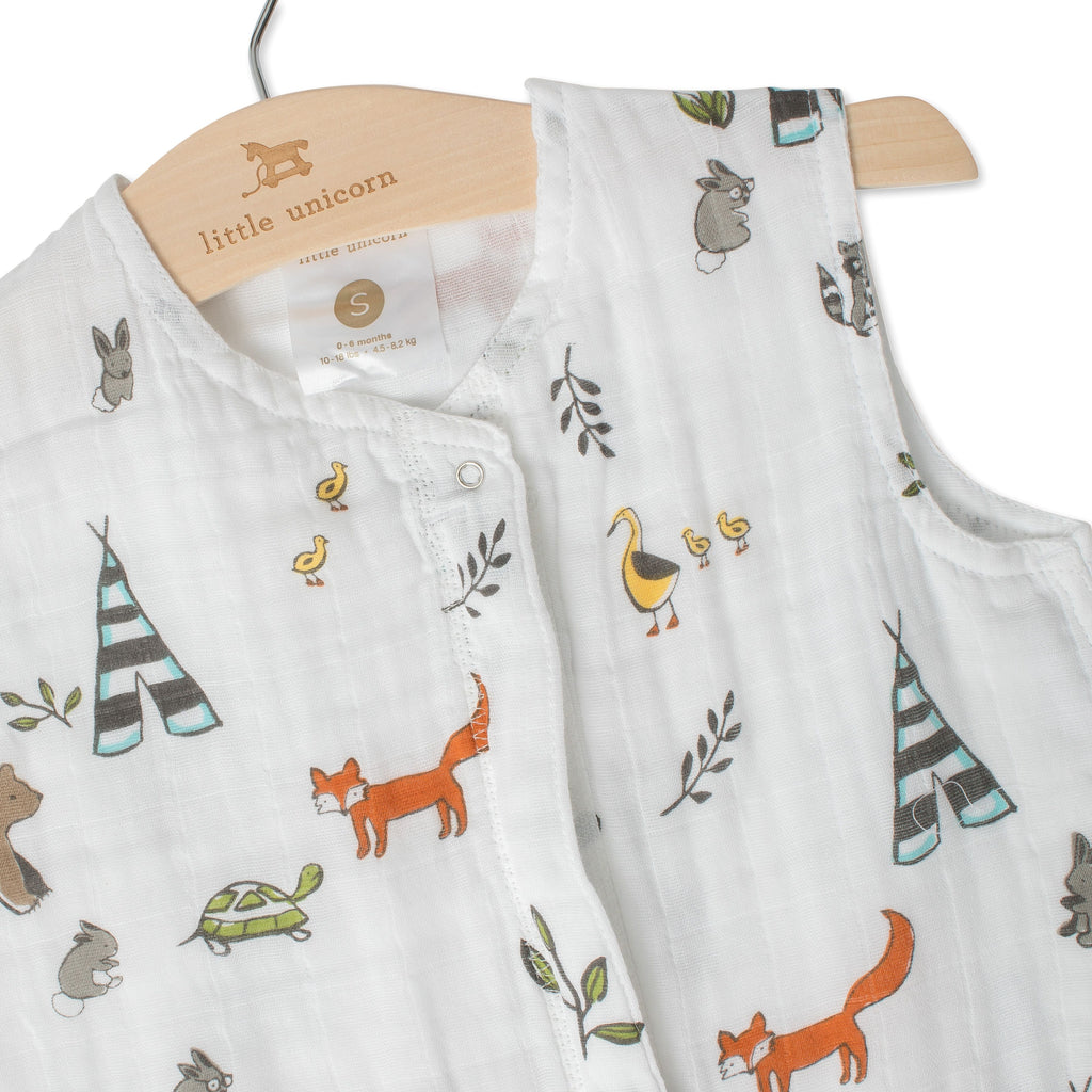 Little Unicorn Cotton Muslin Sleep Bag Small Forest Friends Age 0-6M Boy
