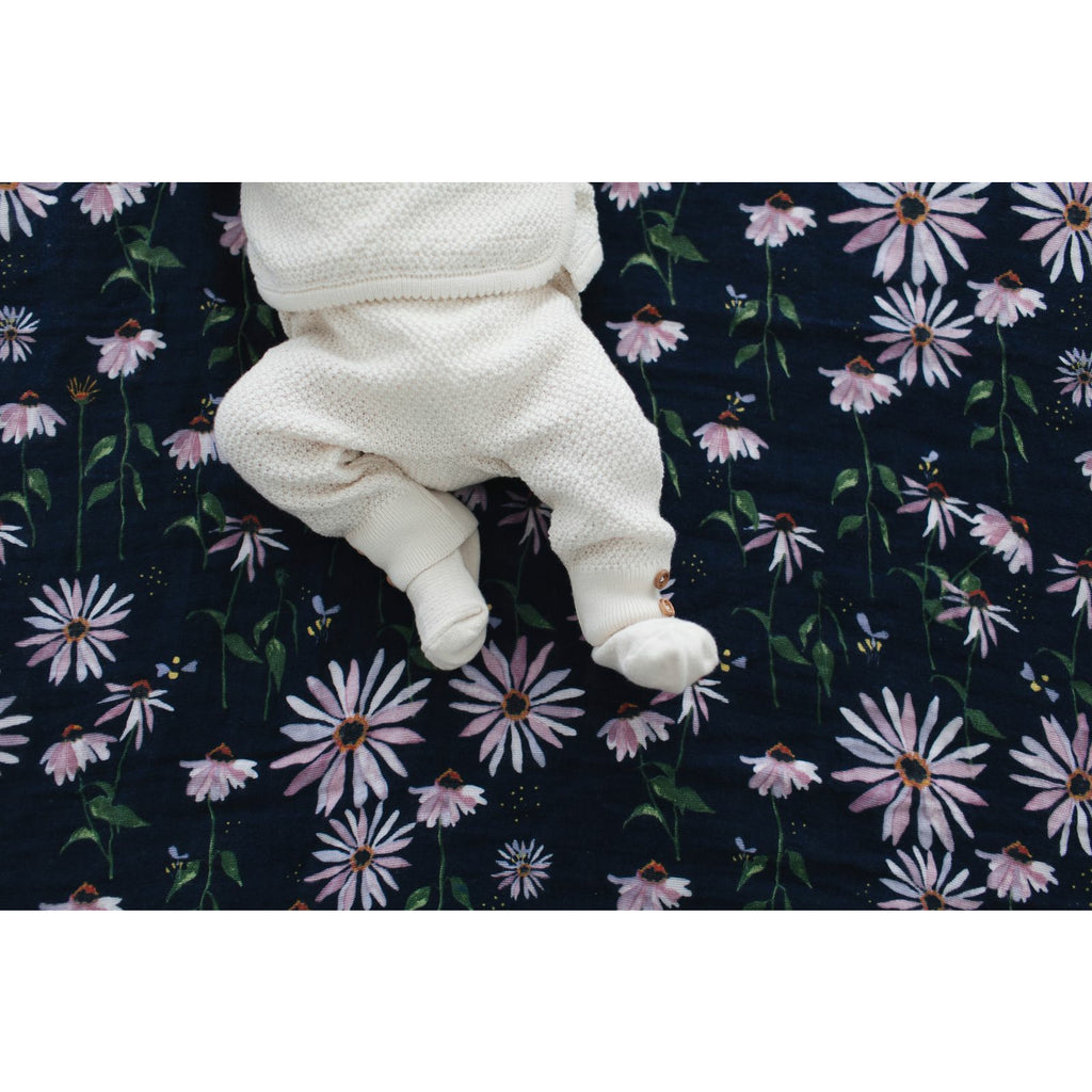 Little Unicorn Cotton Muslin Swaddle-Dark Cone Flower Age-Newborn & Above