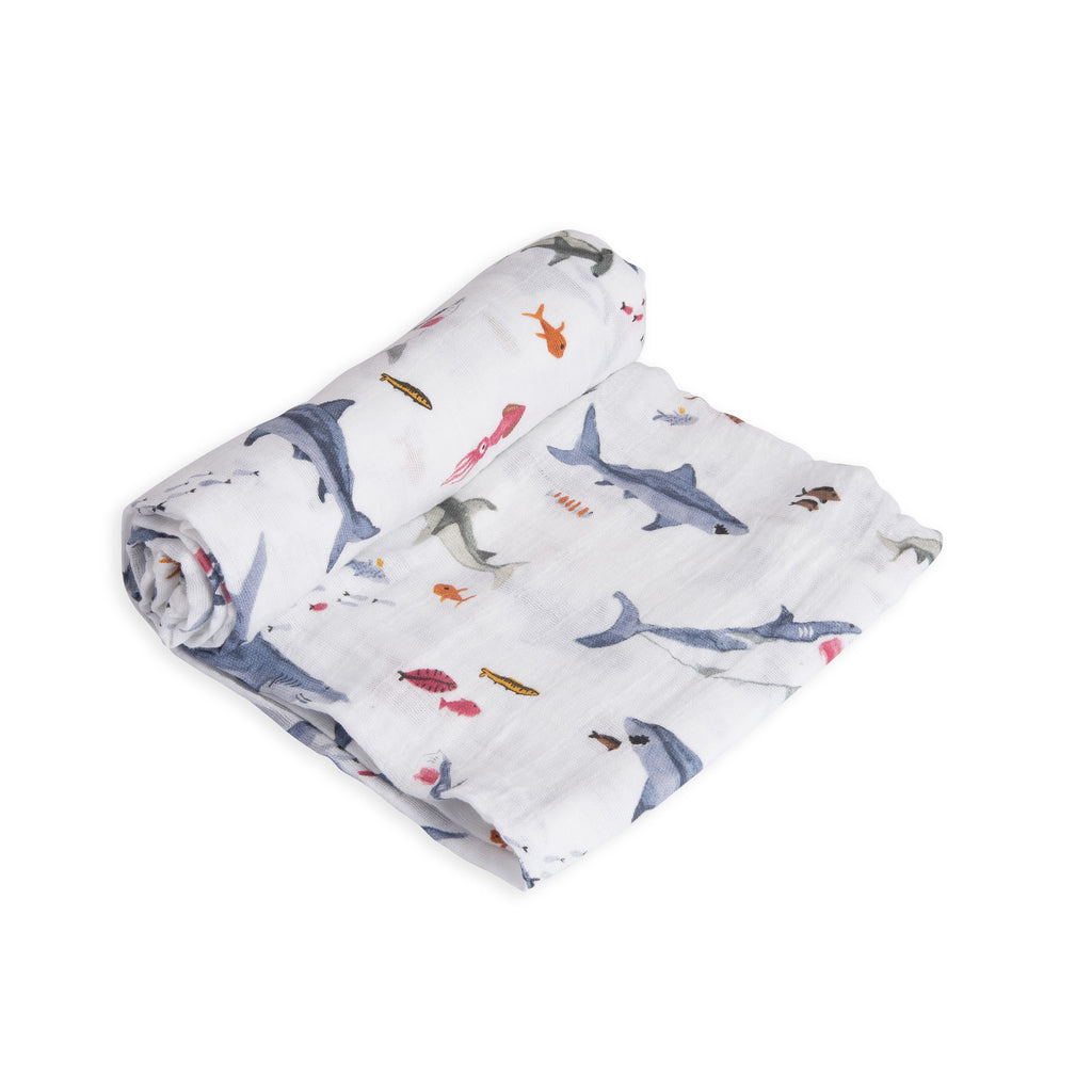 Little Unicorn Cotton Muslin Swaddle Shark Age 0+ Boy