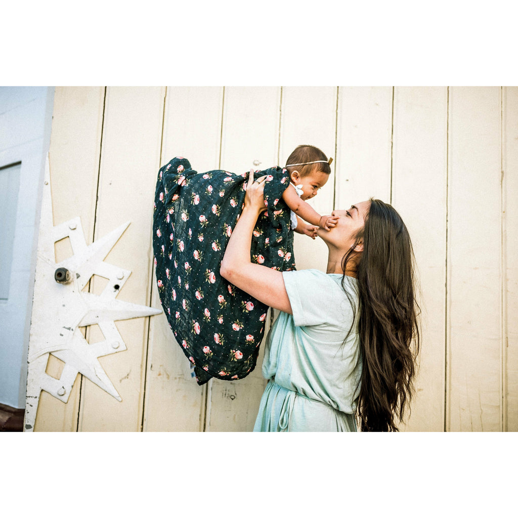 Little Unicorn Cotton Muslin Swaddle Single - Midnight Rose Age-Newborn & Above
