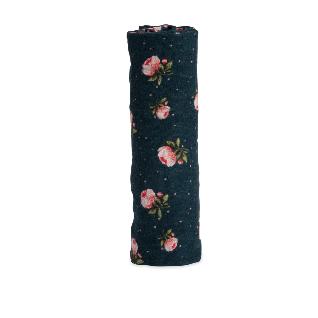 Little Unicorn Cotton Muslin Swaddle Single - Midnight Rose Age-Newborn & Above