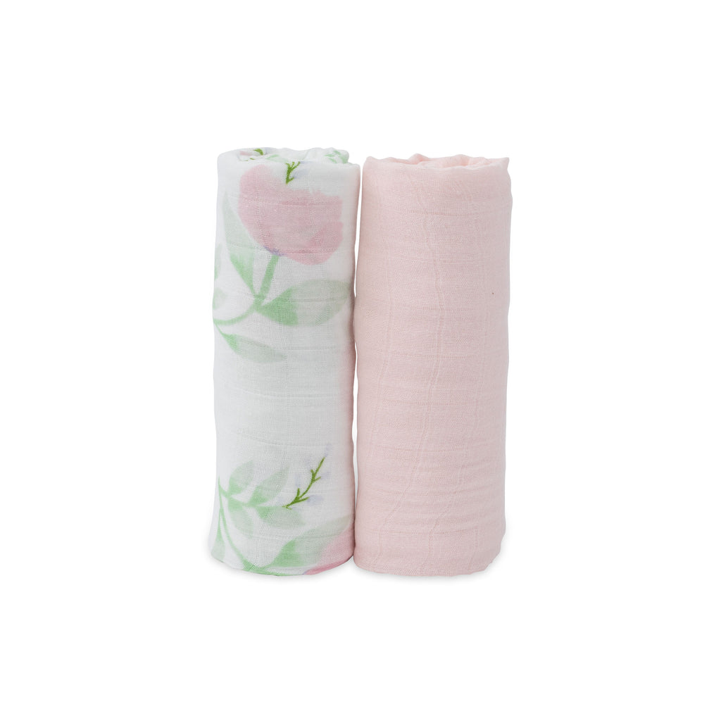 Little Unicorn Deluxe Muslin Swaddle 2 Pack Set Blush Peony Age 0+ Girl